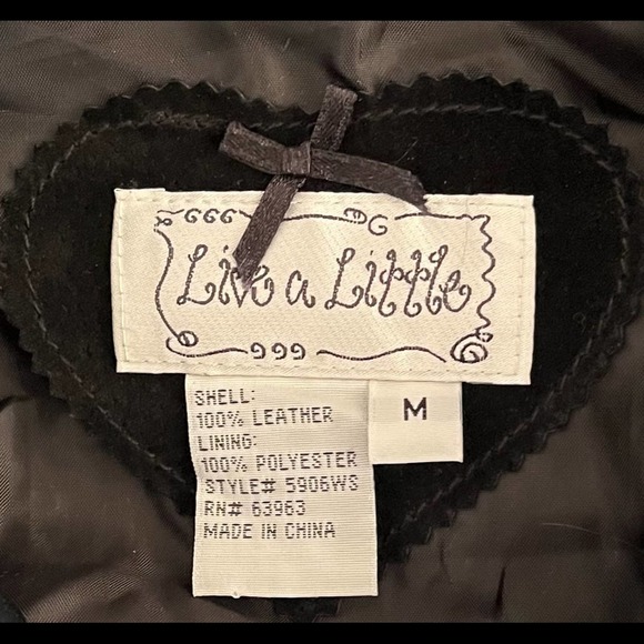 Live A Little 100% Leather Suede Black Jacket Sz Medium - Picture 8 of 8